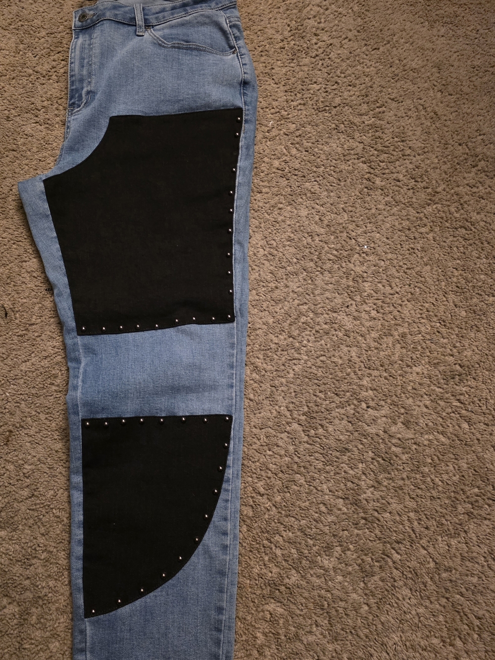 Ashley Stewart Light Blue Denim Skinny Jeans with Black Patch Studs